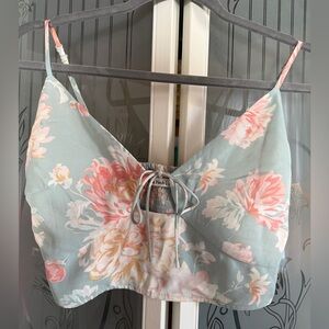 Abercrombie & Fitch Satin Floral Crop Top